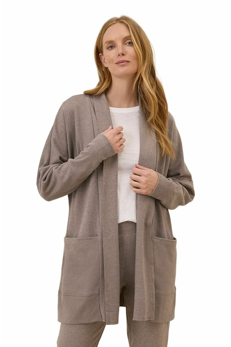 Organic Cotton Airplane Wrap Cardigan, Main, color, Deep Taupe Heather