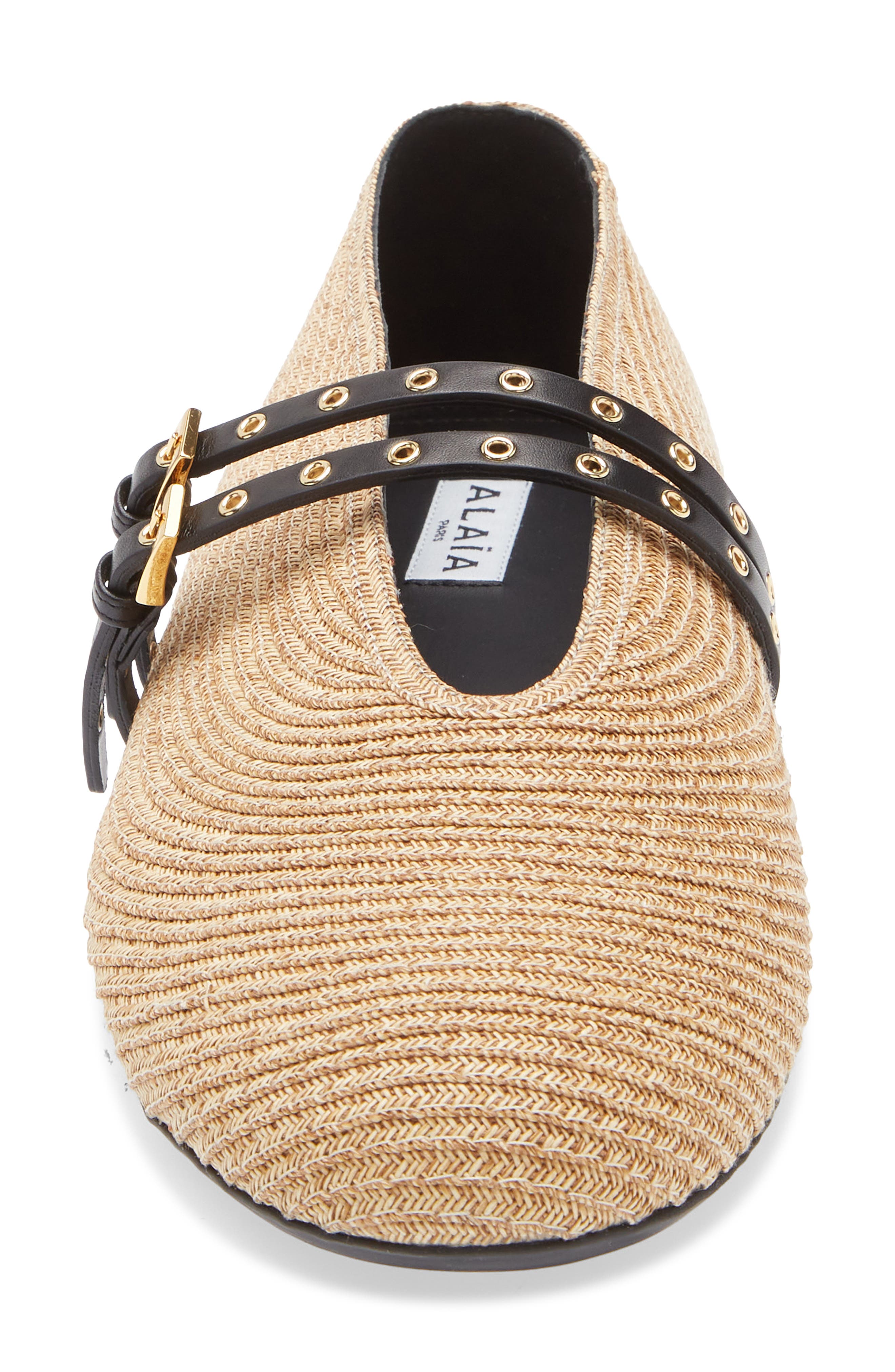 Alaïa Raffia Ballerina Flat, Alternate, color, Naturel