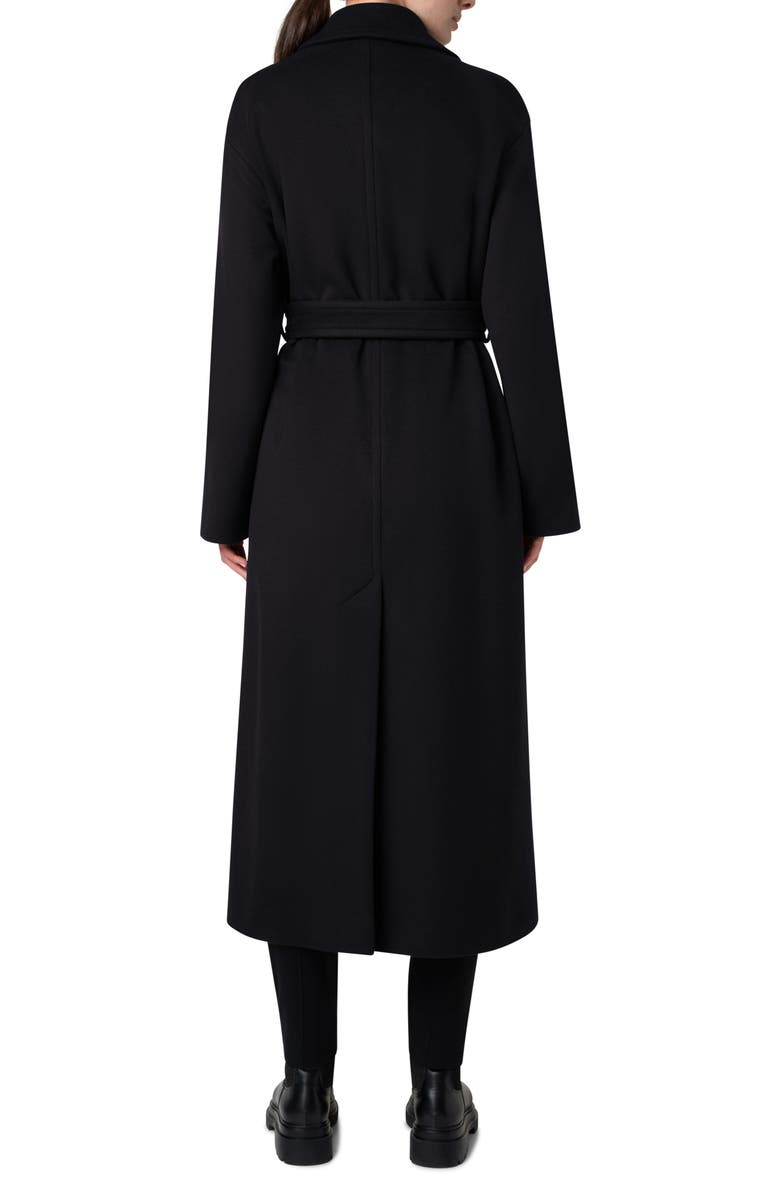 Akris punto Double Breasted Belted Wool Blend Coat, Alternate, color, Black