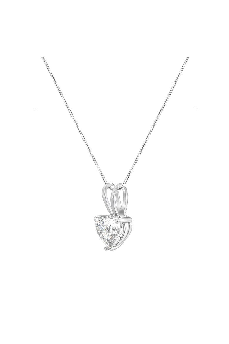 14K White Gold 1/2 Cttw Heart-Shaped Diamond Classic Solitaire Pendant Necklace, Alternate, color, White