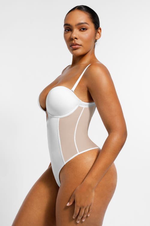 Shapellx Airslim Deep Plunge Low-back Thong Bodysuit In Crimson Red