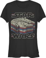 Star Wars Junior's Star Wars Millennium Falcon Retro Multi Stripes Graphic T-Shirt