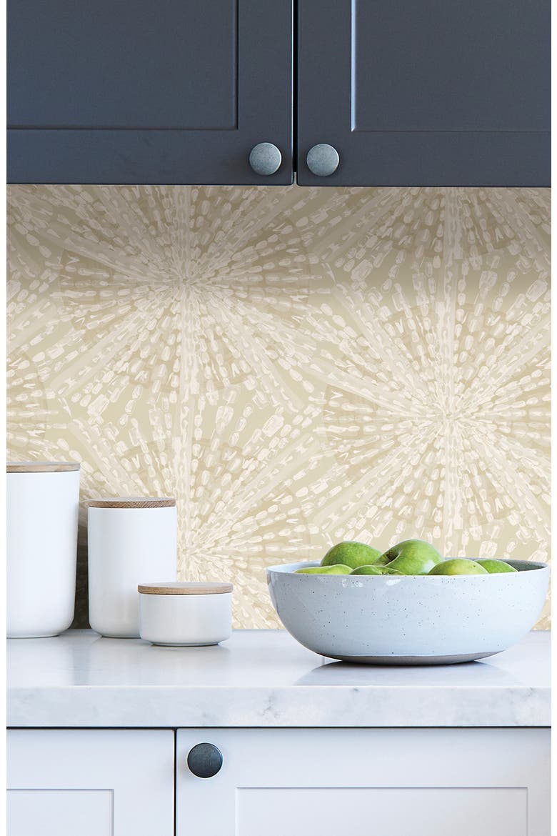 Soft Gold Sunburst Peel & Stick Wallpaper, Alternate, color, NEUTRAL