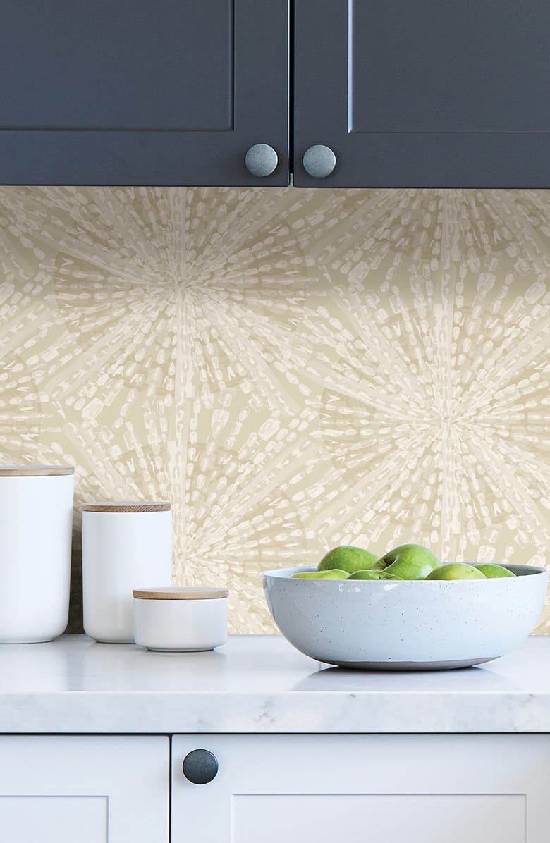 Wallpops Soft Gold Sunburst Peel & Stick Wallpaper, Alternate, color, Neutral