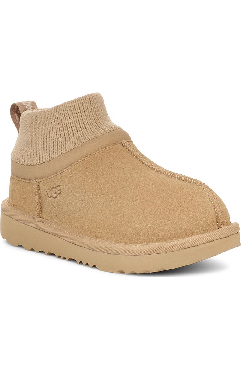 UGG<sup>®</sup> Kids' Classic Ultra Stretch Cuff Bootie, Main, color, Mustard Seed