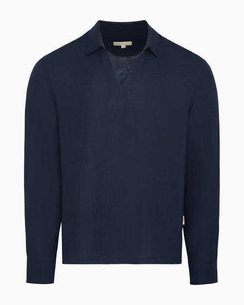 Onia Linen Long Sleeve Popover Shirt In Animal Print