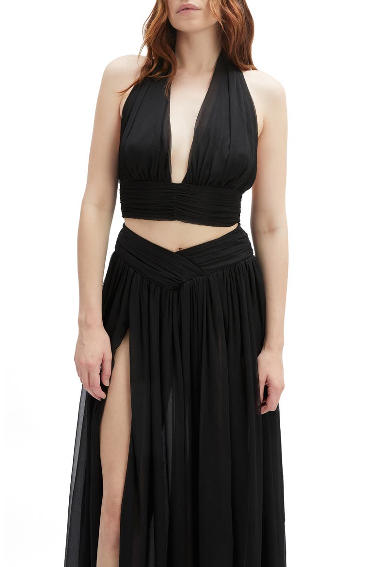 Amerie Split Front Maxi Skirt, Alternate, color, BLACK