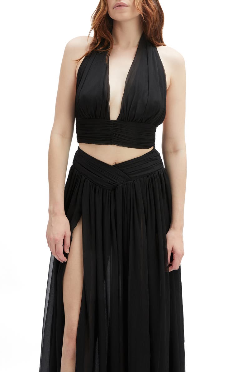 Bardot Amerie Halter Crop Top, Alternate, color, Black