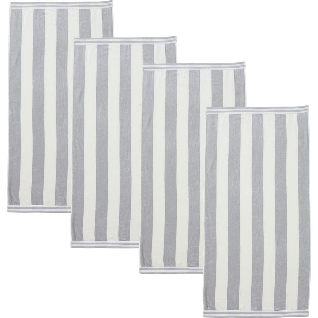 Woven & Weft 4-pack Oversize Stripe Beach Towels In Gray