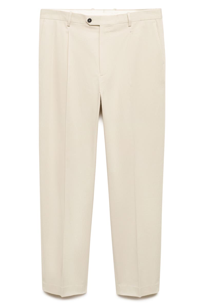 MANGO Pleated Stretch Cotton Twill Pants, Main, color, 