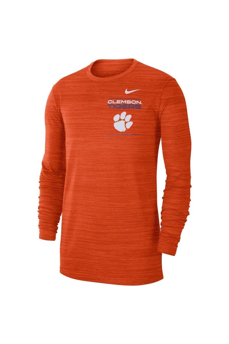 Men's Nike Orange Clemson Tigers 2021 Sideline Velocity Performance Long Sleeve T-Shirt, Alternate, color, ORANGE
