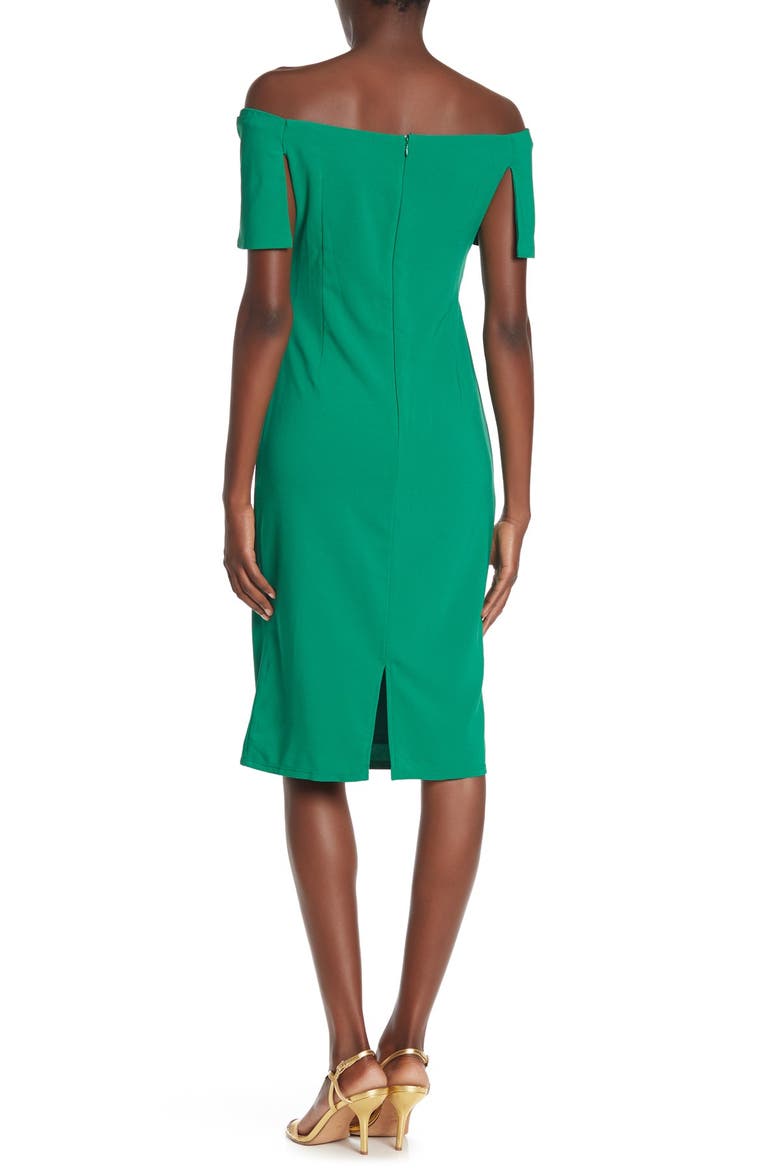 Off the Shoulder Midi Dress, Alternate, color, GREEN