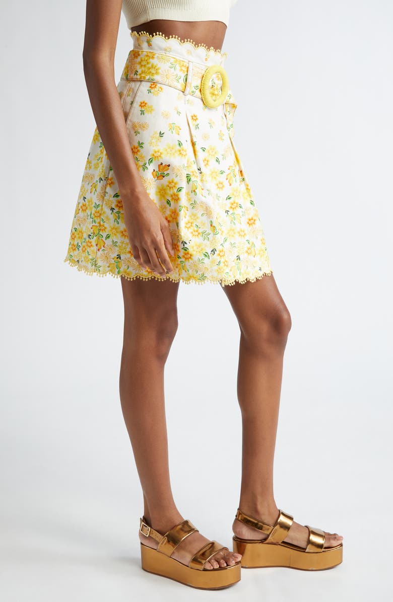 FARM Rio Azaleia High Waist Belted Miniskirt, Alternate, color, 