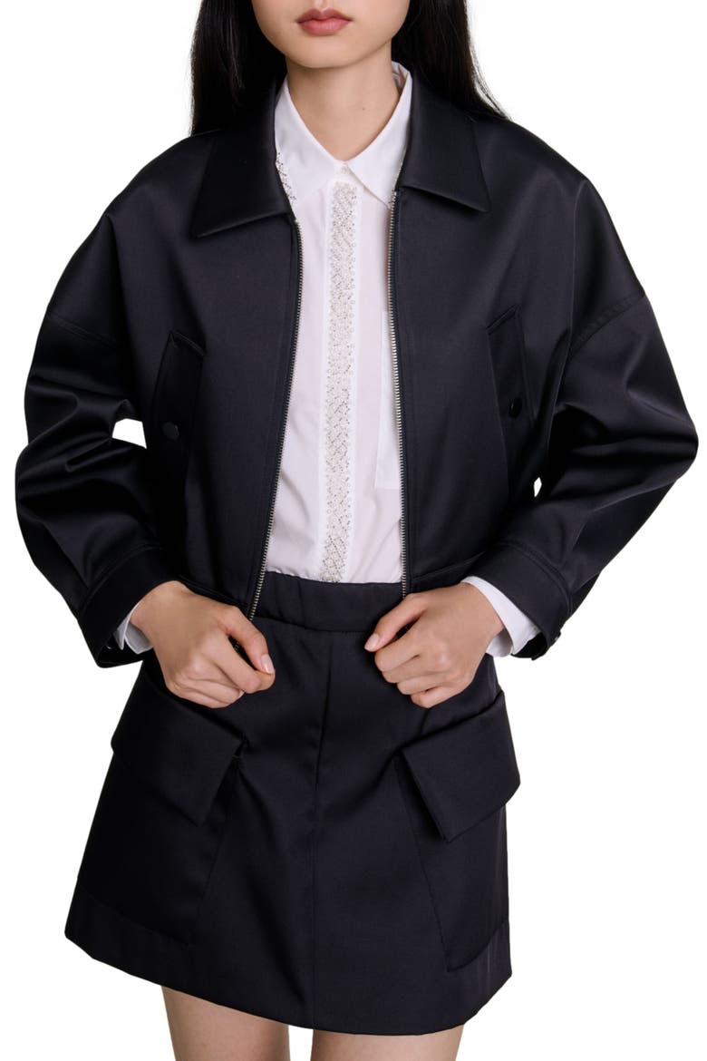 Satin jacket, Alternate, color, Black