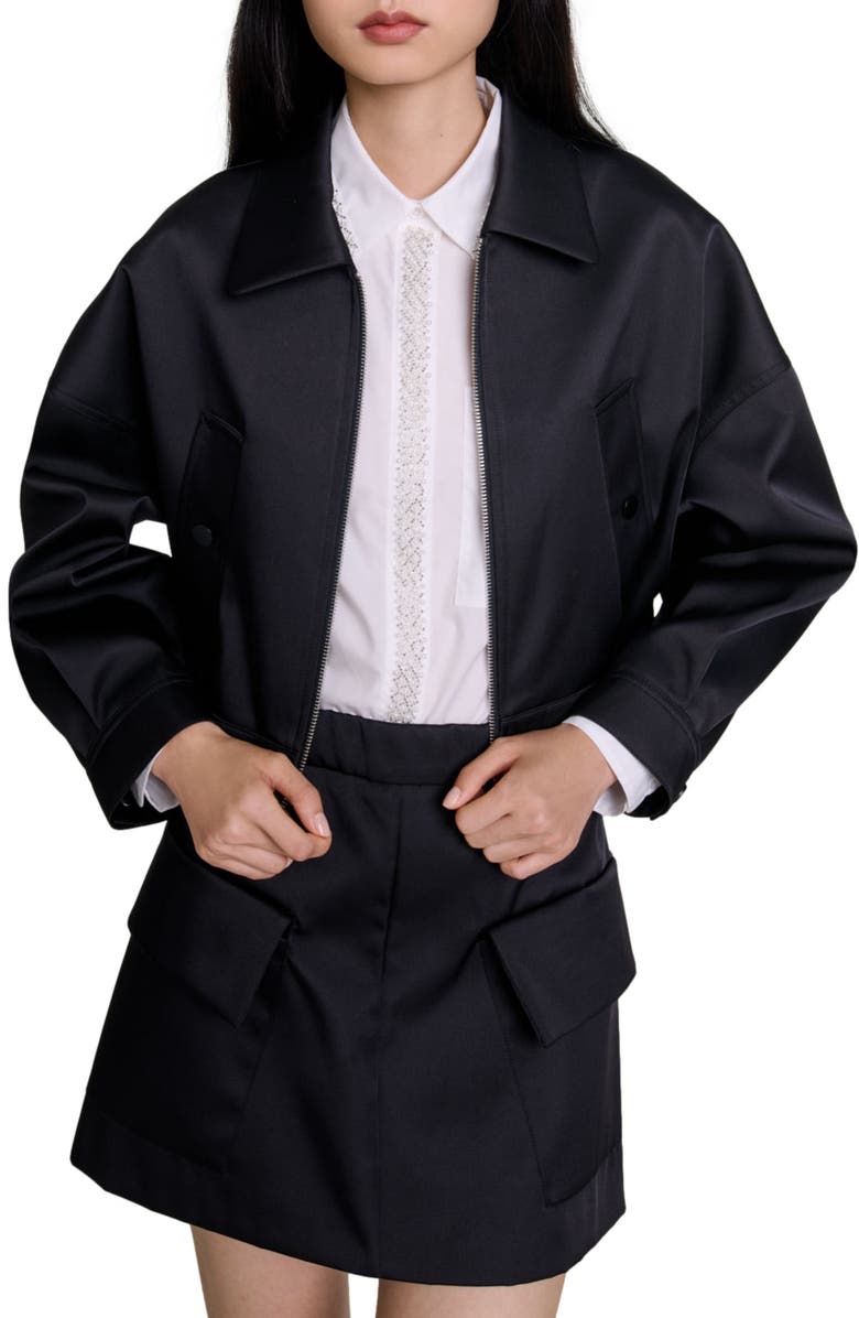 maje Satin jacket, Alternate, color, 