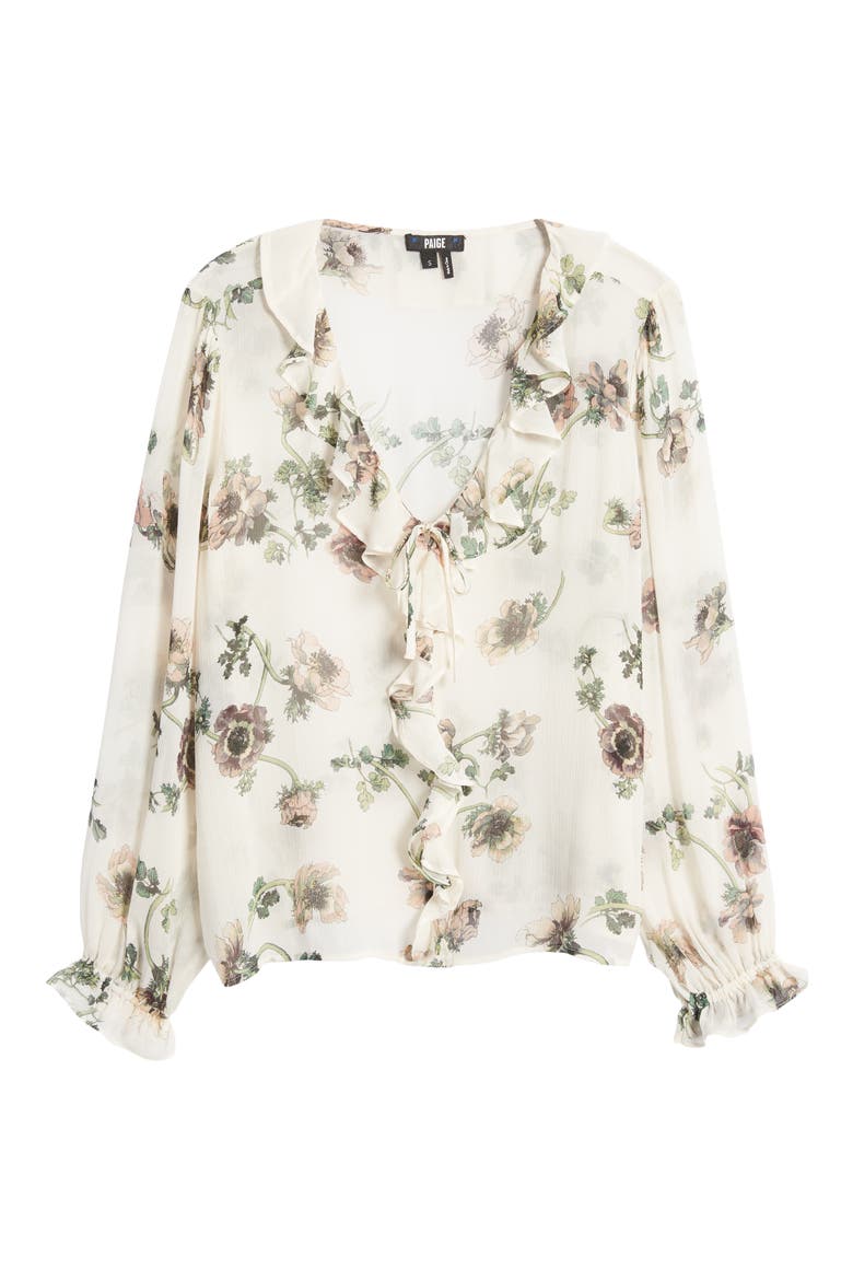 Karin Floral Print Sheer Silk Blouse, Alternate, color, WHITE MULTI