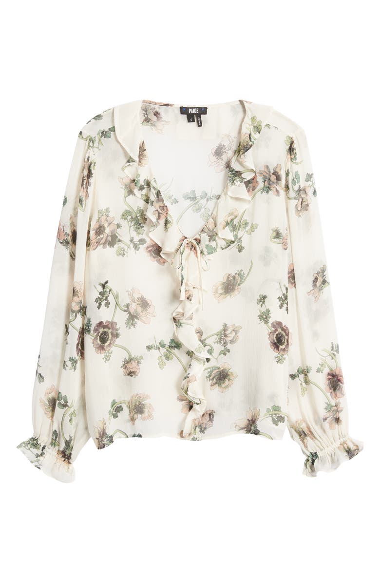 PAIGE Karin Floral Print Sheer Silk Blouse, Alternate, color,