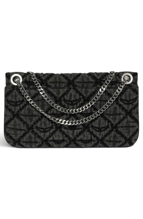 Zadig & Voltaire Rock Ii Diamond Quilted Monogram Denim Crossbody Bag In Gray