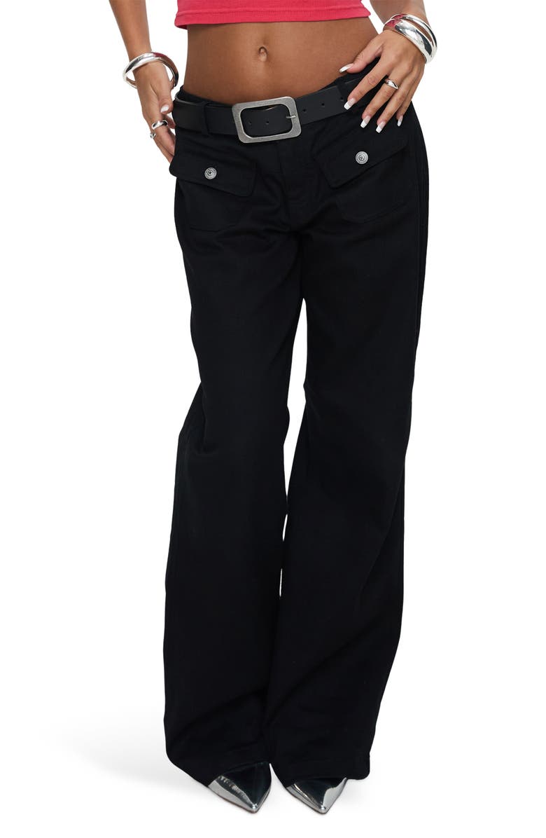 Princess Polly Benicale Low Rise Cargo Pants, Main, color, Black
