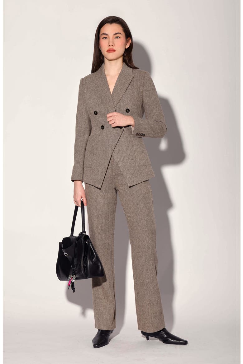 Sasha Double Breasted Blazer, Alternate, color, BROWN HERRINGBONE