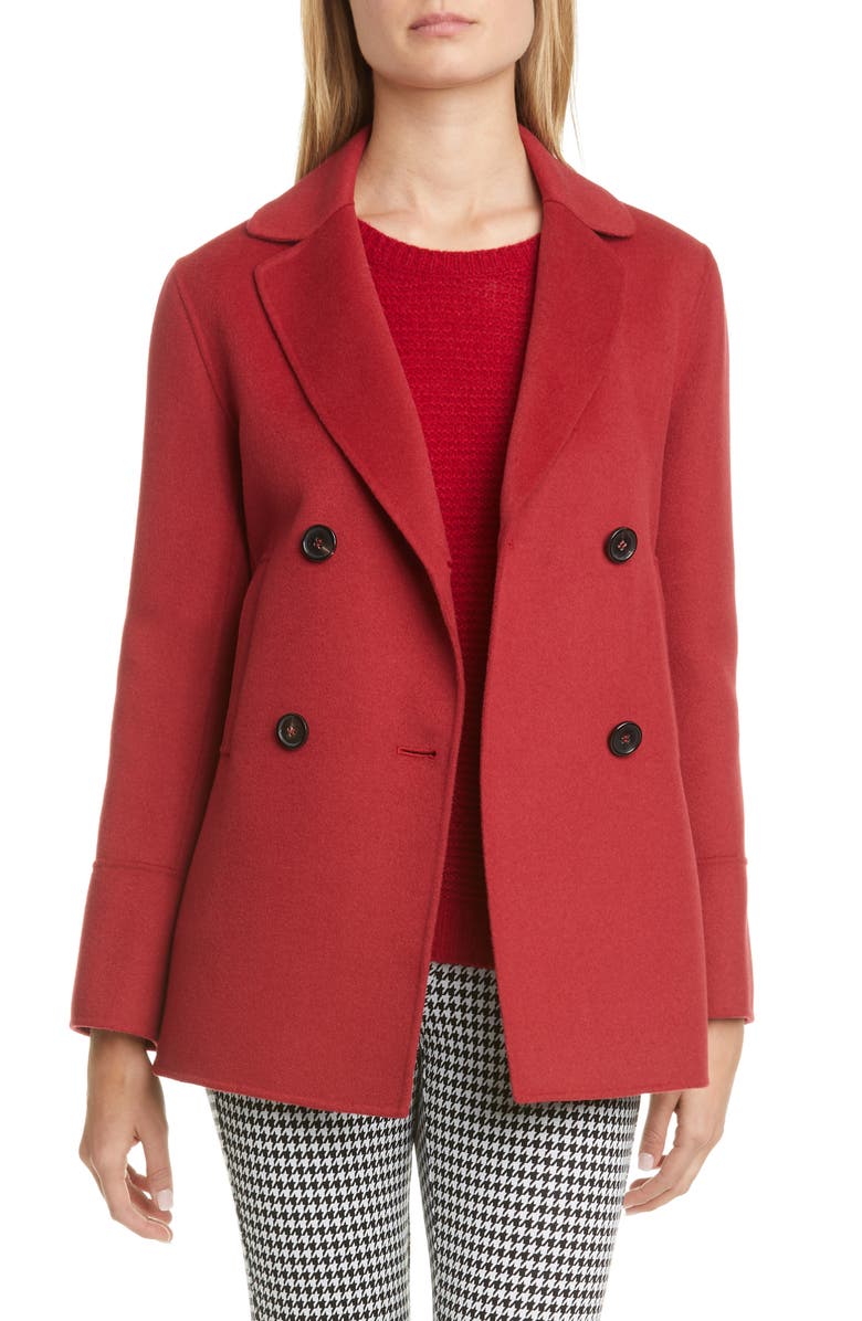 Max Mara Dea Double Face Wool & Angora Peacoat, Main, color,