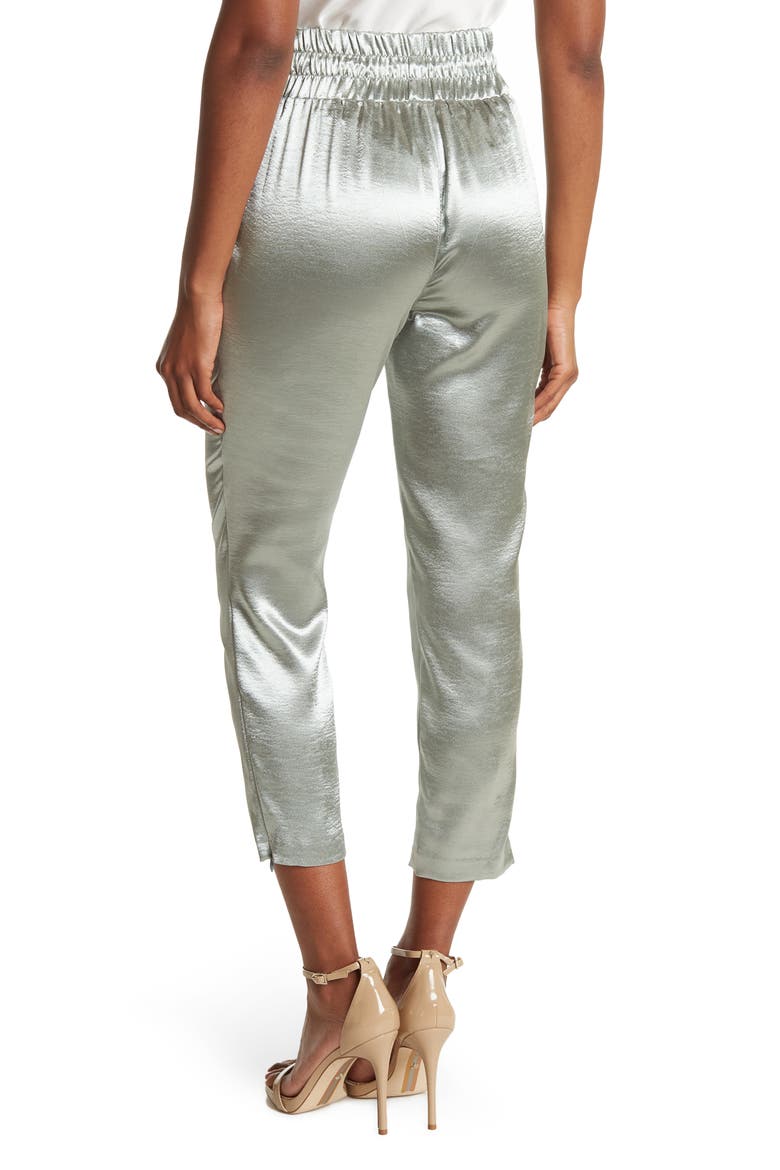 Cinq A Sept Adalie Hammered Satin Drawstring Pants, Alternate, color, GREEN SAPPHIRE