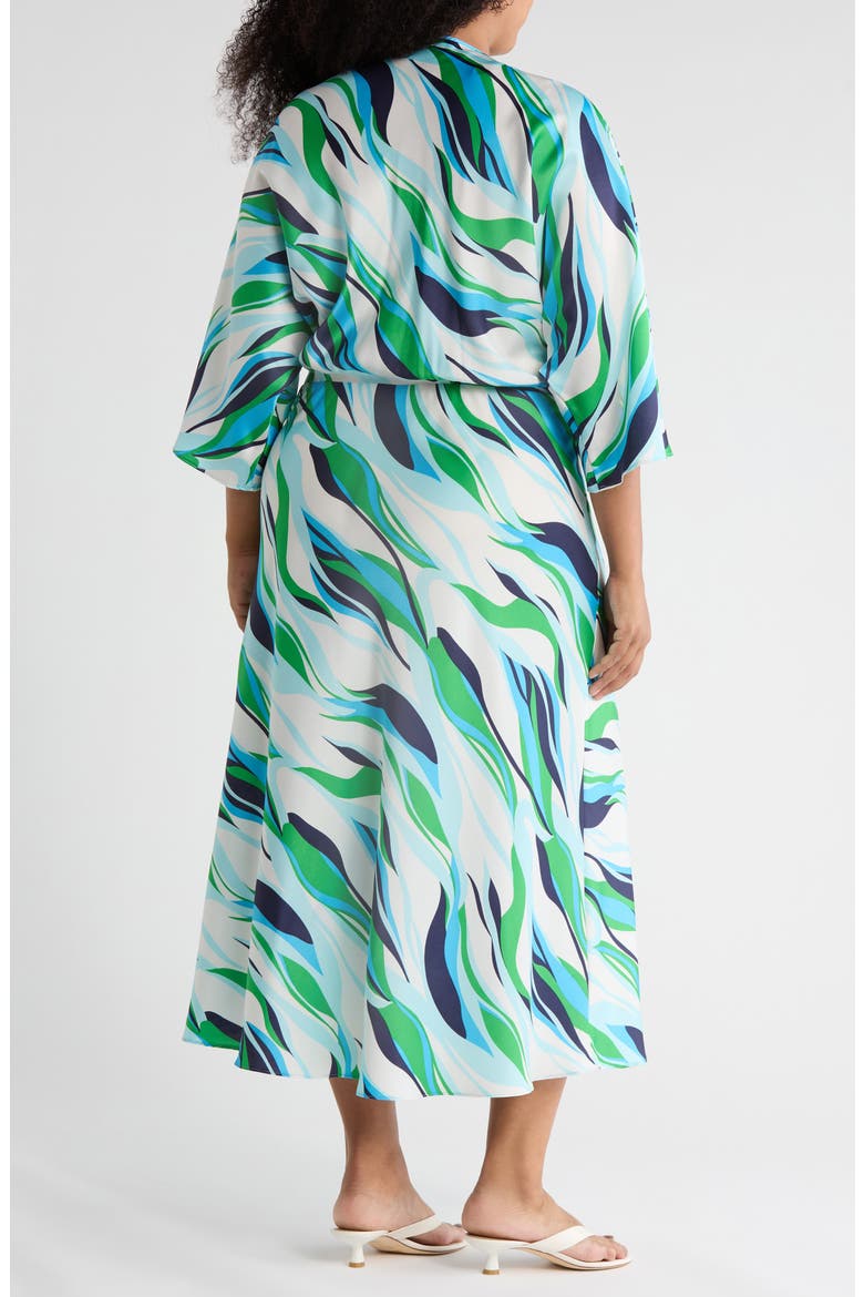 Abstract Front Twist Dress, Alternate, color, BLUE