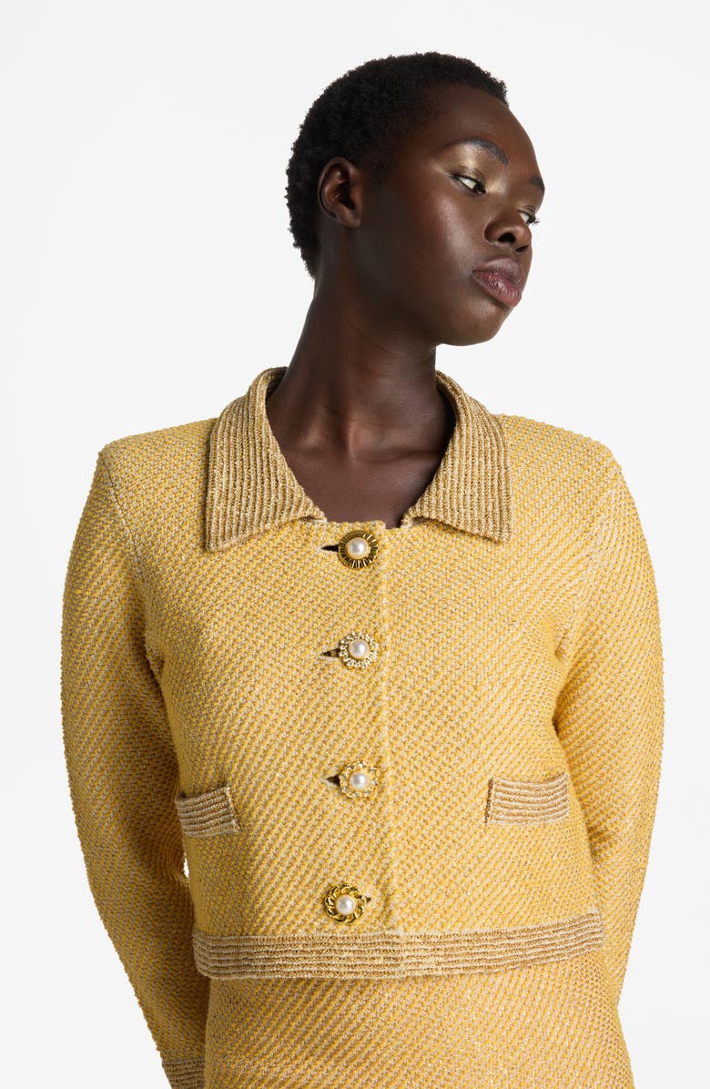 ST. JOHN Sequin Twill Knit Jacket, Alternate, color, 