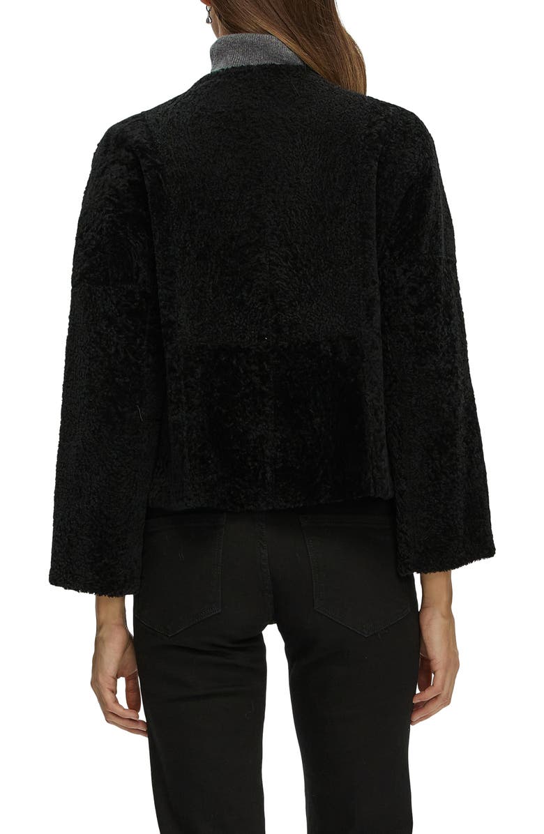 GORSKI Genuine Shearling Jacket with 3/4 Sleeves and Reversible, Alternate, color, Black
