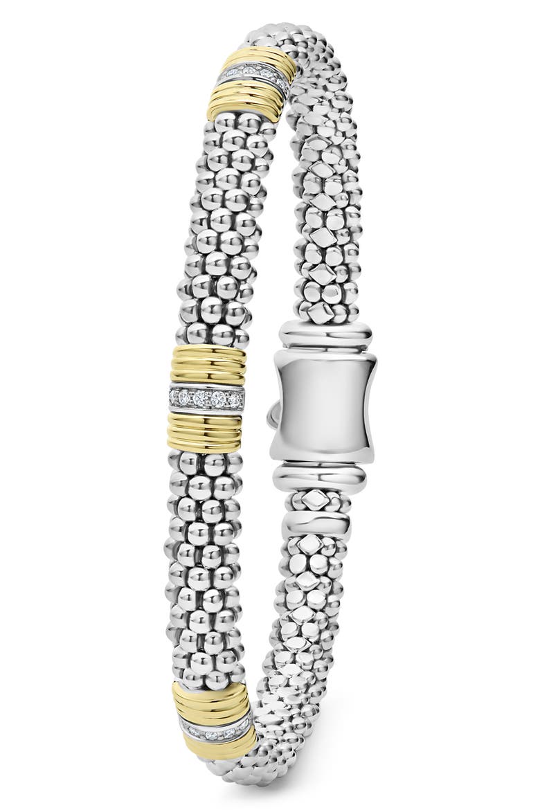 Signature Caviar Diamond Station Bracelet, Alternate, color, TWO-TONE