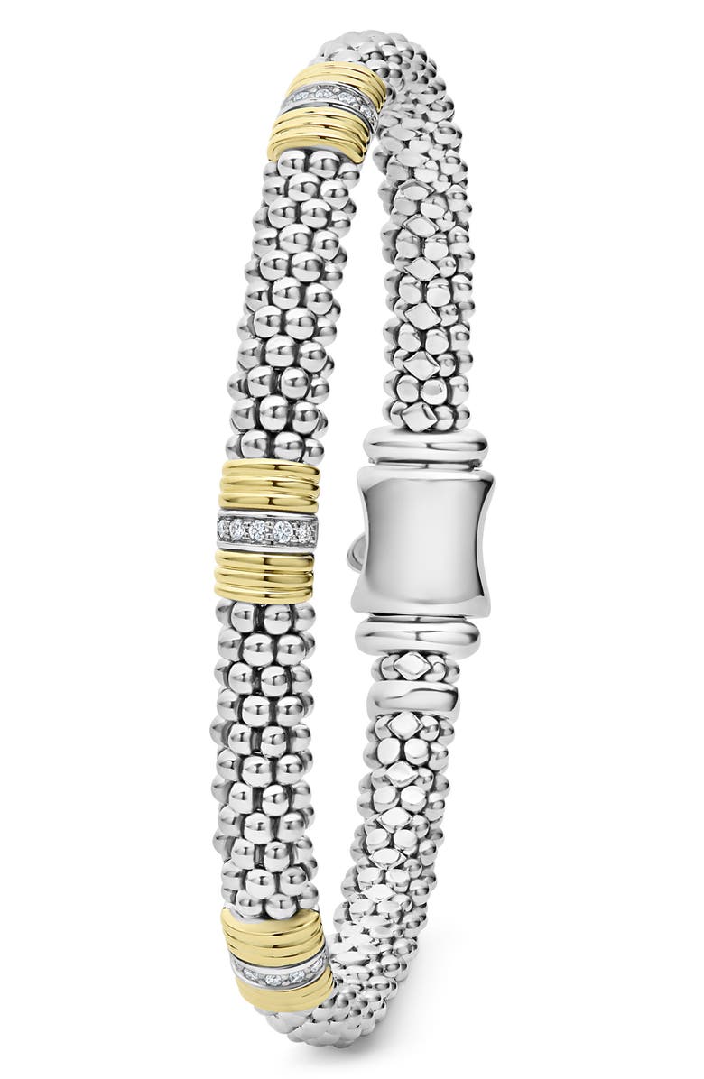 LAGOS Signature Caviar Diamond Station Bracelet, Alternate, color, Two-Tone