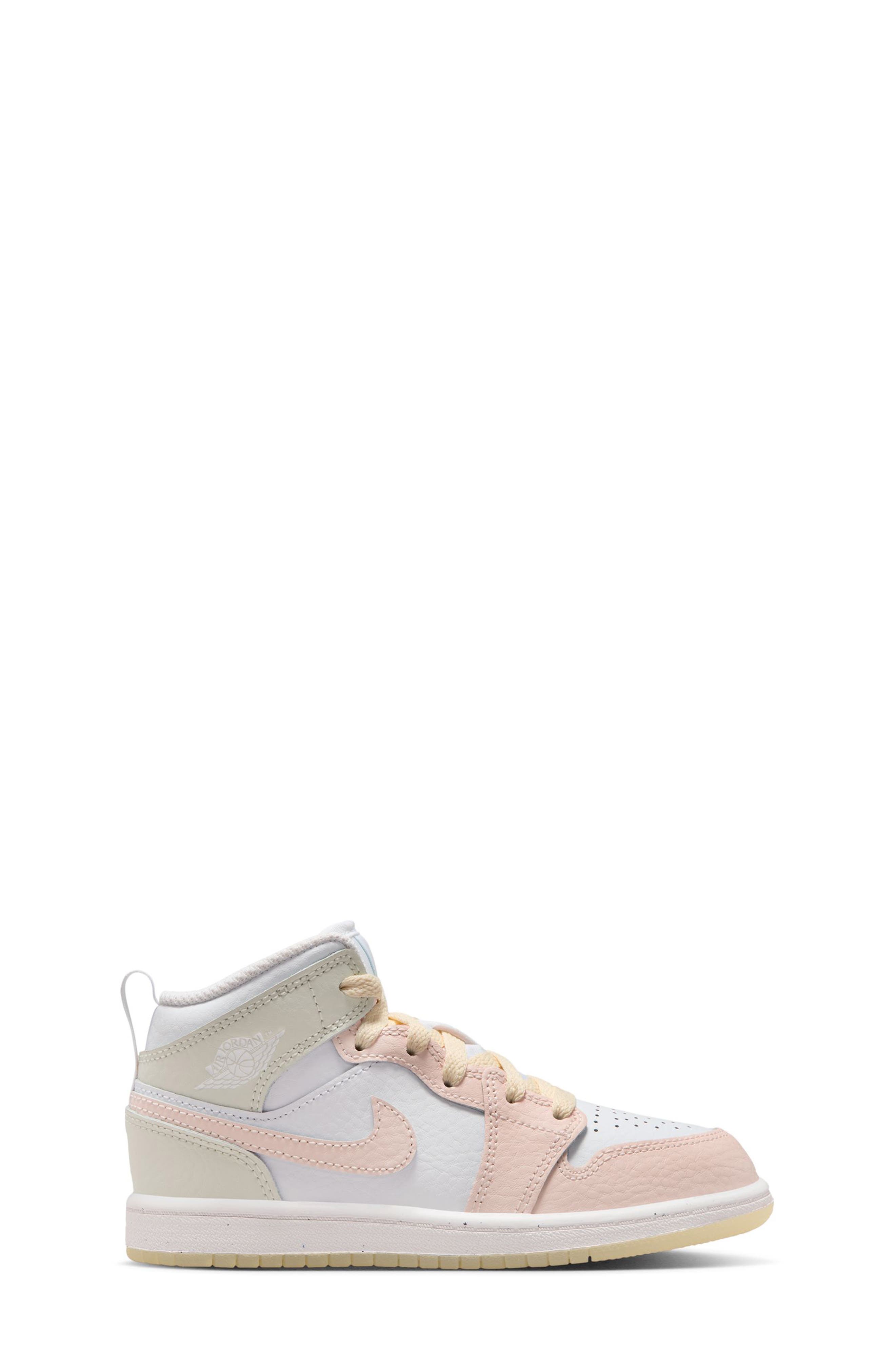 Kids' Jordan 1 Mid Basketball Sneaker, Alternate, color, SAIL/ SEA GLASS/ BLUE