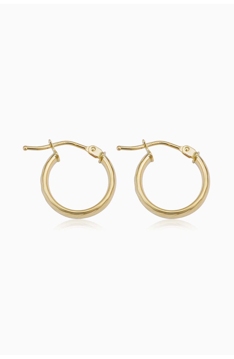 Oradina 14K Yellow Gold With A Twist Mini Hoops, Alternate, color, Yellow Gold