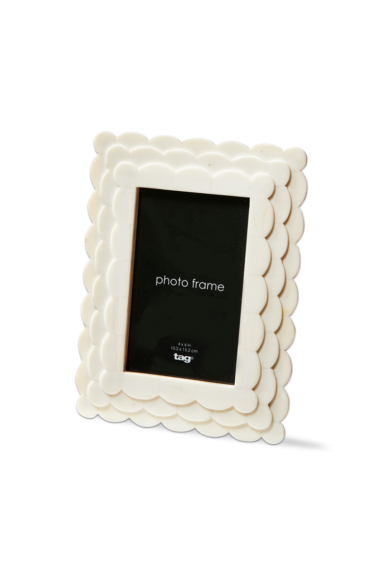 Rectangle Scallop Photo Frame 4X6 White Resin Summer, Main, color, White
