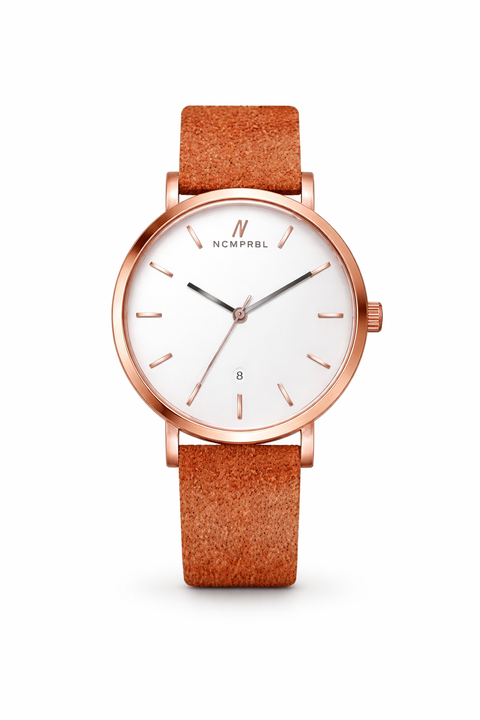 Lucky Me Genuine Suede Leather Strap Watch, 40MM