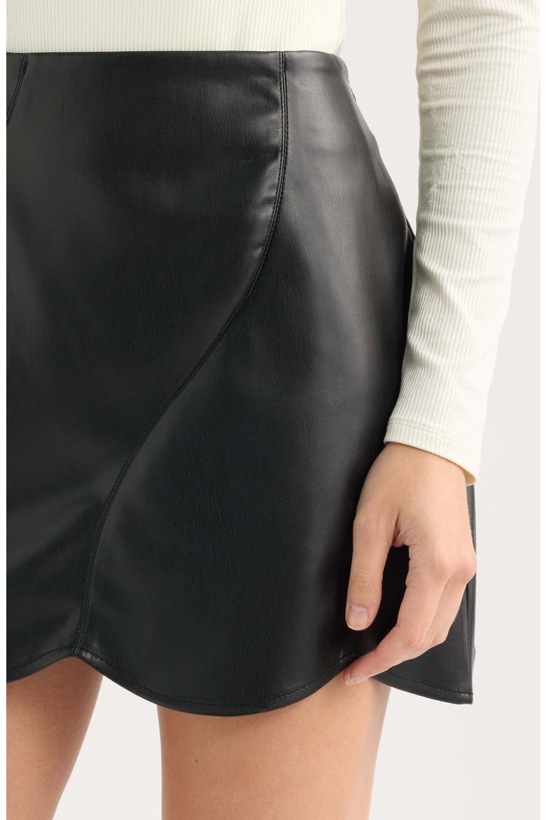 Aerosmith Faux Leather Miniskirt, Alternate, color, BLACK