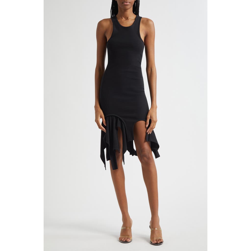 Alexander Wang Deconstructed Rib Cotton Tank Minidress In Black