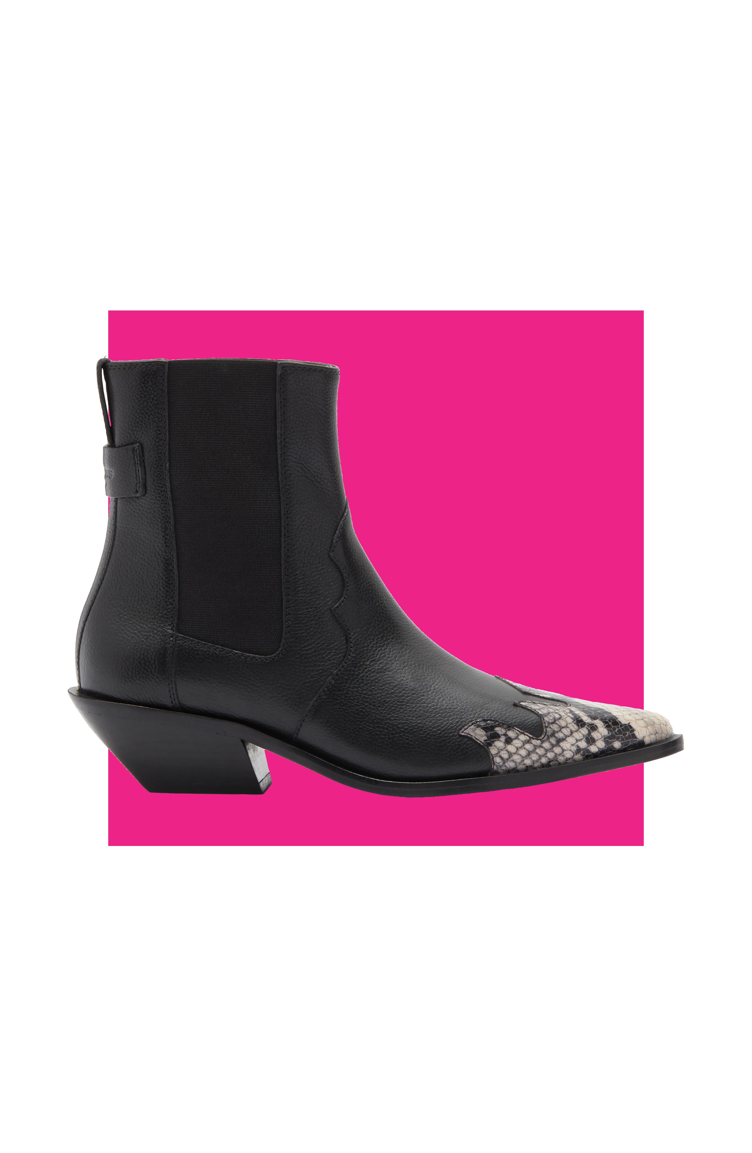 Fleur Snake Embossed Pointed Toe Bootie