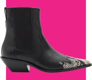 AllSaints Fleur Snake Embossed Pointed Toe Bootie