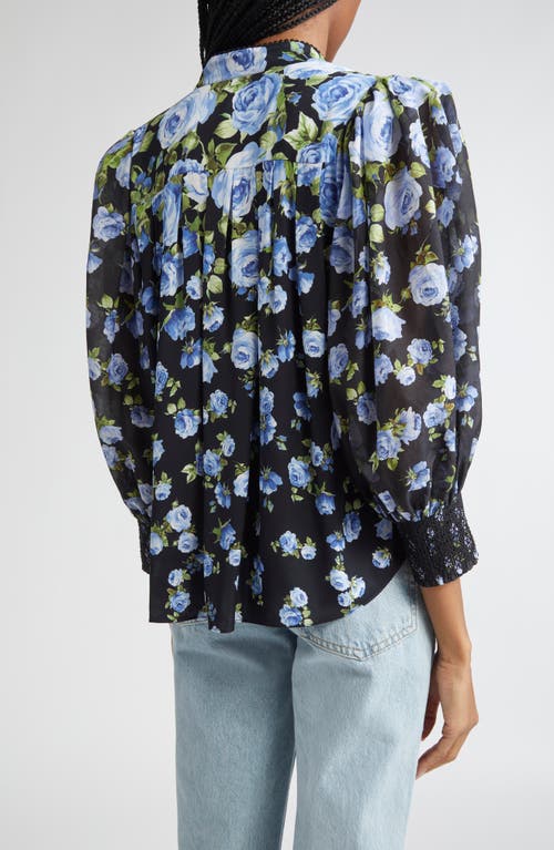 Alice And Olivia Alice + Olivia Cora Floral Voluminous Sleeve Shirt