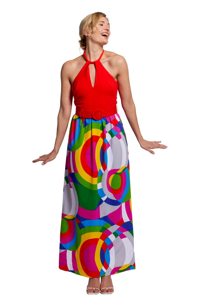 Tori Richard Prism Sonia Dress, Main, color, Tangerine