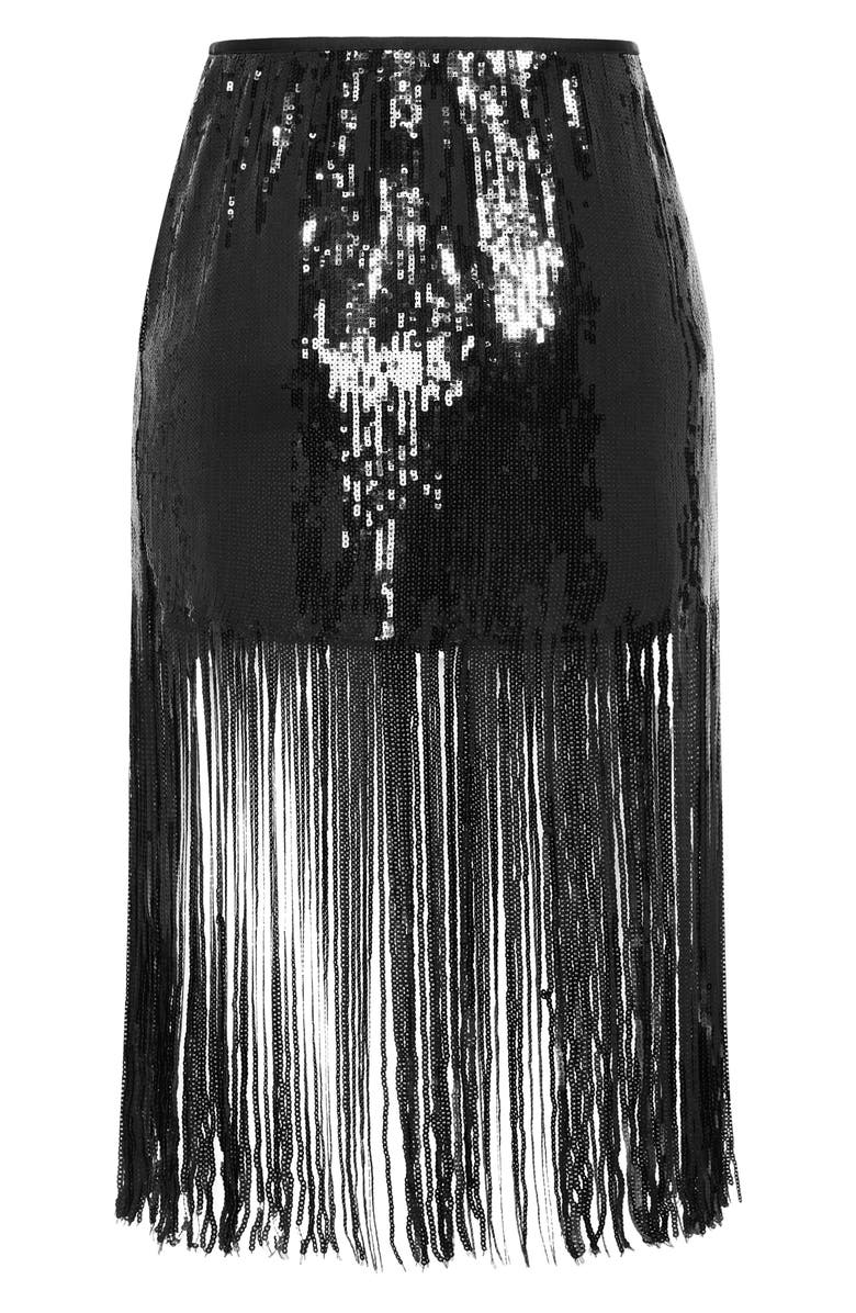 City Chic Savanna Sequin Fringe Skirt, Alternate, color, 