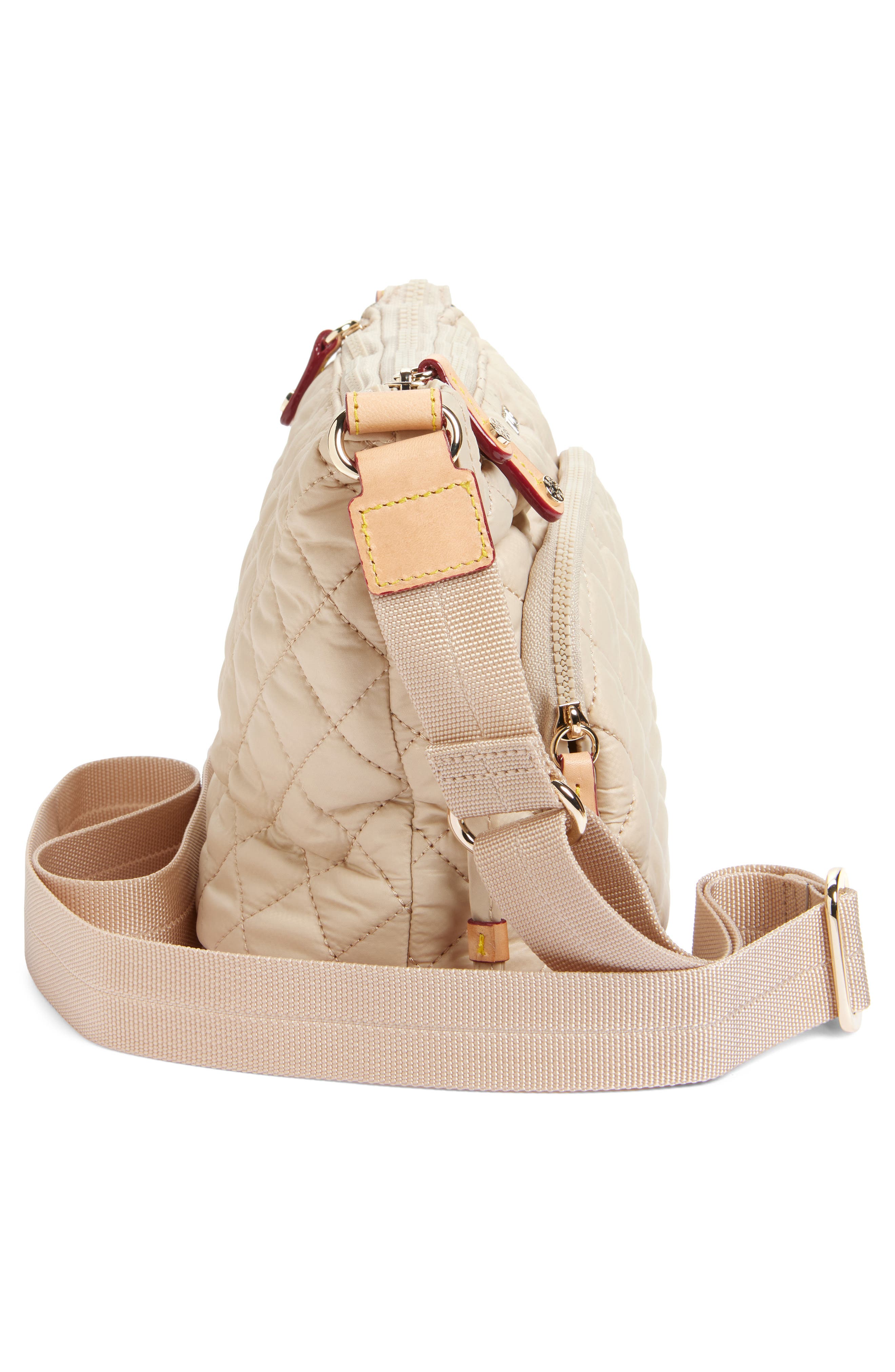 MZ Wallace Metro Scout Deluxe Quilted Nylon Crossbody Bag, Alternate, color, Buff