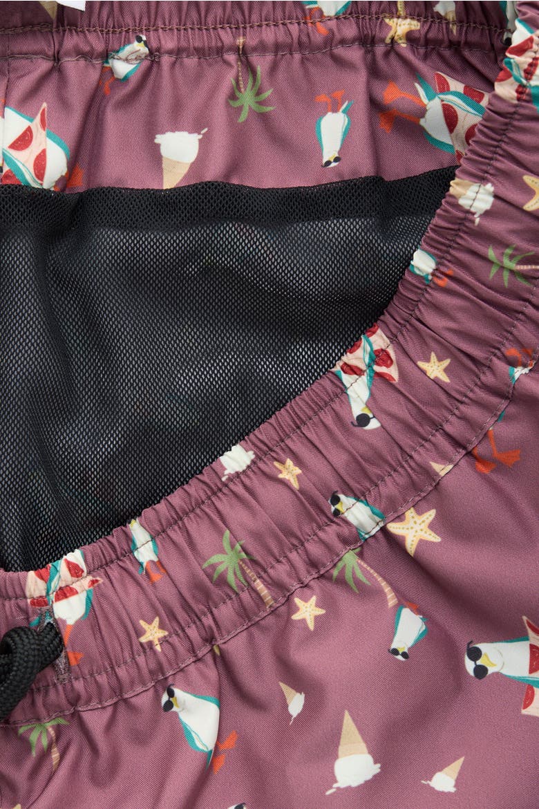 Swim Shorts, Alternate, color, Pizza Thief Burgundy