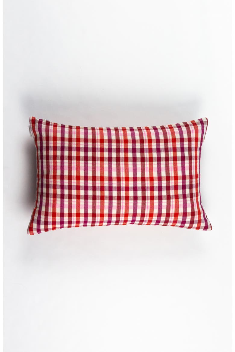 Noel Red Plaid Handwoven Cotton Rectangle Throw Pillow, Main, color, Red Plaid