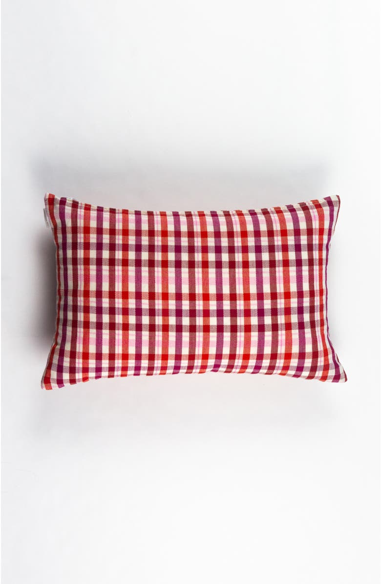 Archive New York Noel Red Plaid Handwoven Cotton Rectangle Throw Pillow, Main, color, Red Plaid