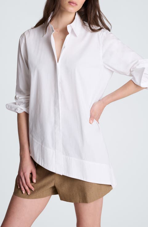 Asymmetric Hem Poplin Shirt