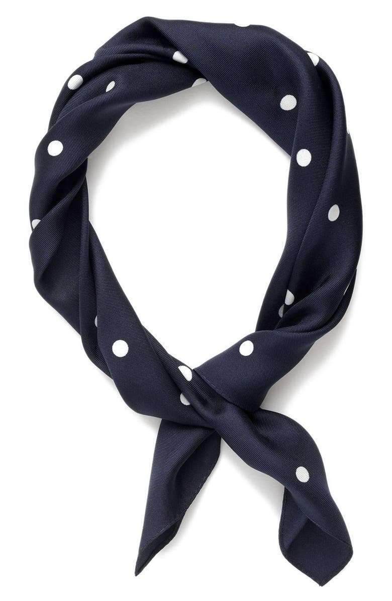 J.Crew Polka Dot Italian Silk Scarf, Main, color, 