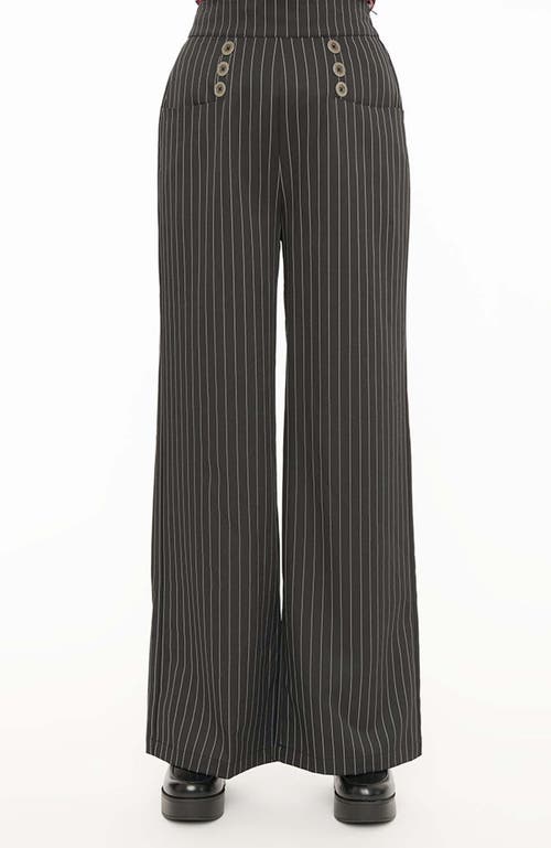 Shop Unique Vintage 1940s Ginger Wide Leg Pants In Black & White Pinstripe