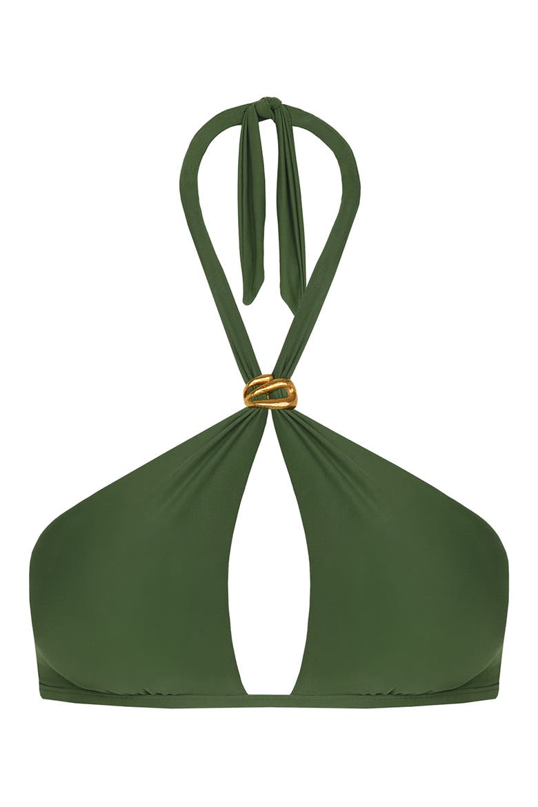 Leone Larissa Halter Bikini Top, Alternate, color, GREEN